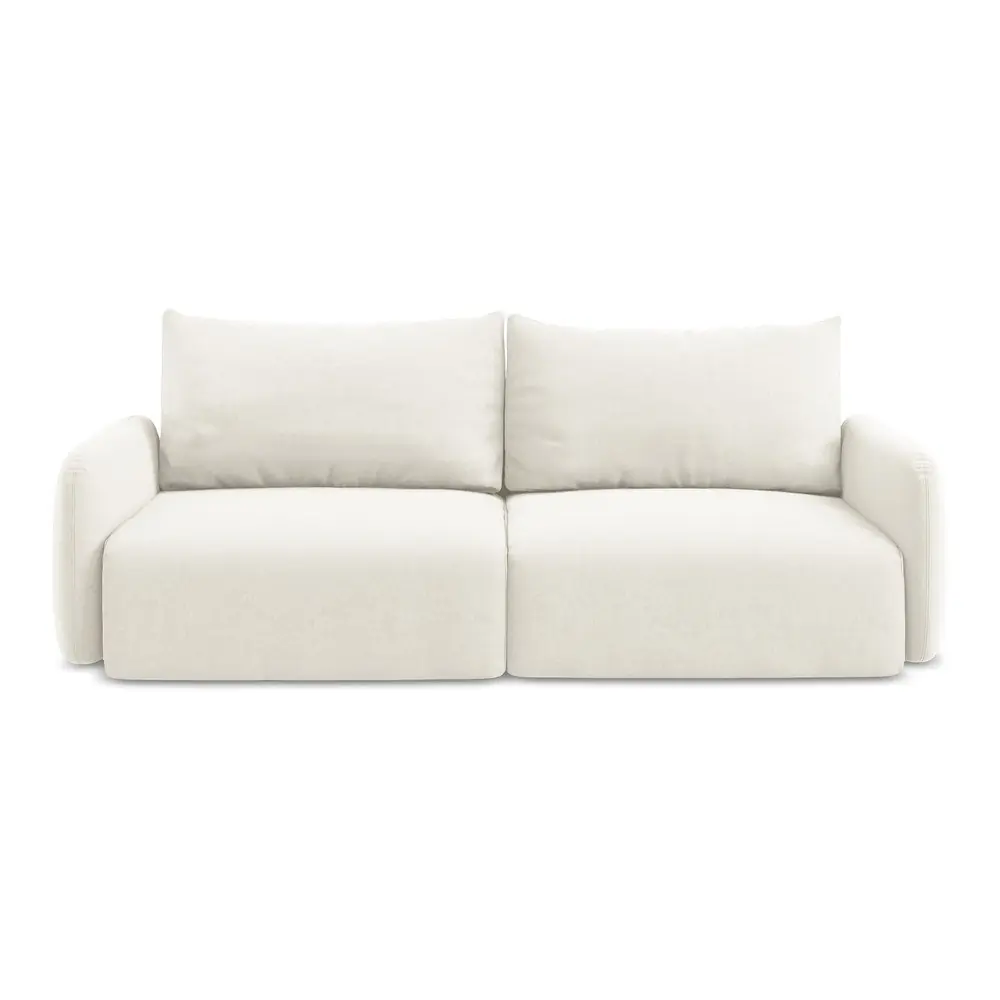 Canapea crem extensibilă/cu spațiu de depozitare cu tapițerie din catifea 238 cm Kalena – Makamii