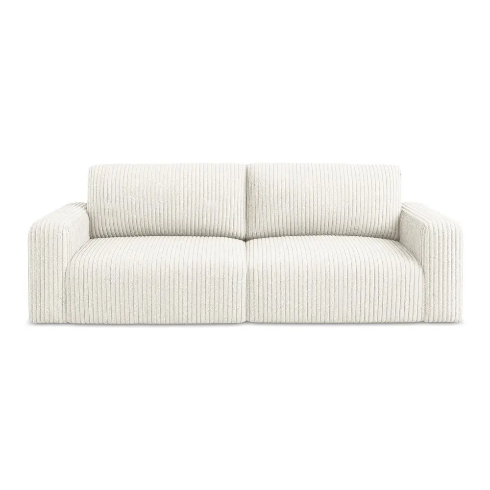 Canapea crem extensibilă/cu spațiu de depozitare cu tapițerie din catifea reiată 252 cm Kona – Makamii