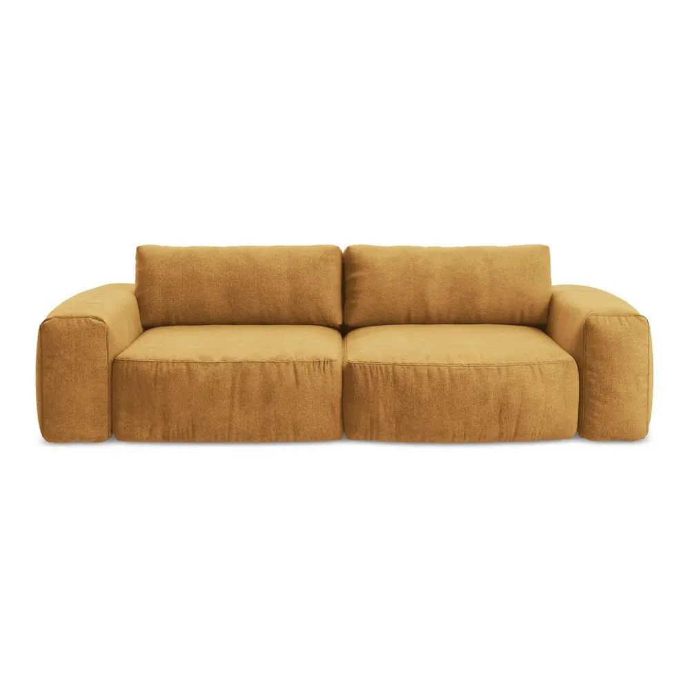 Canapea galben-muștar extensibilă cu tapițerie din chenille 275 cm Kuki – Makamii