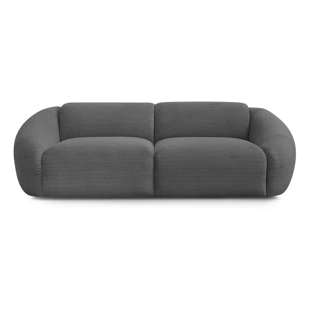 Canapea gri cu tapițerie din catifea reiată 250 cm Tina – Bobochic Paris