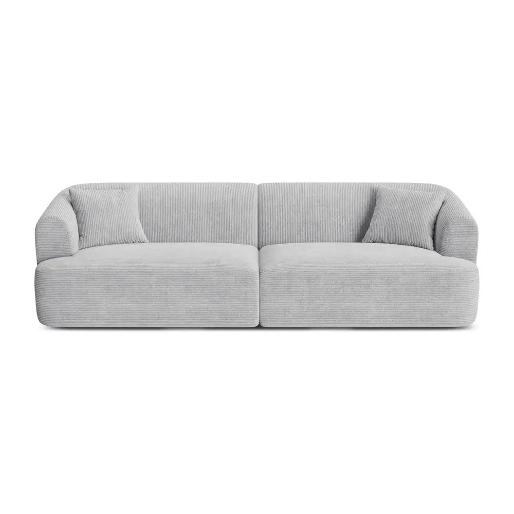 Canapea gri deschis cu tapițerie din catifea reiată 255 cm Campi – Cosmopolitan Design