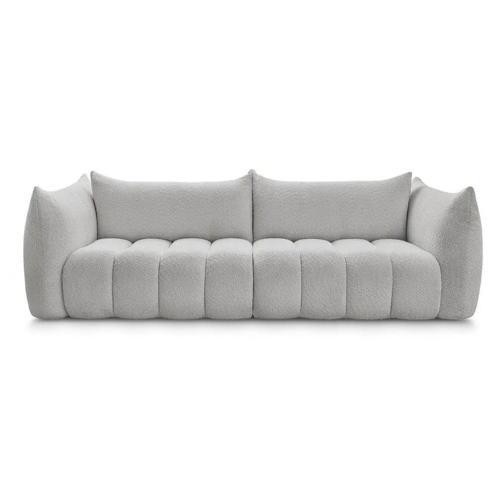 Canapea gri deschis cu tapițerie din țesătură bouclé 286 cm Azra – Bobochic Paris