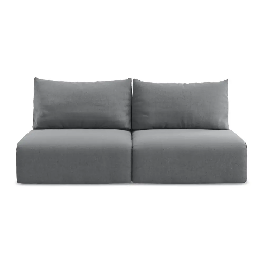 Canapea gri extensibilă/cu spațiu de depozitare cu tapițerie din catifea 216 cm Kalena – Makamii