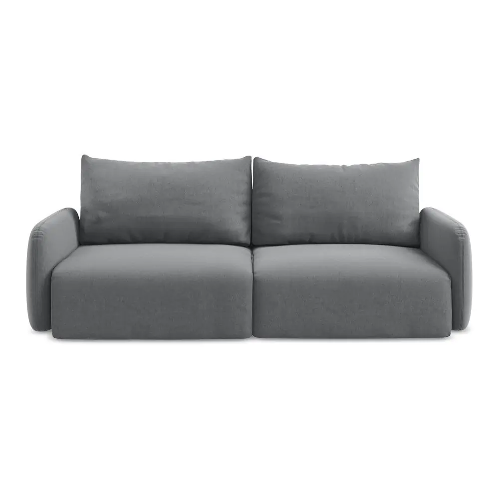 Canapea gri extensibilă/cu spațiu de depozitare cu tapițerie din catifea 238 cm Kalena – Makamii