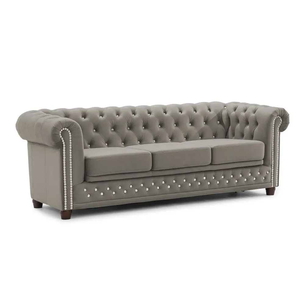 Canapea gri extensibilă cu tapițerie din catifea 203 cm York Blik – Ropez