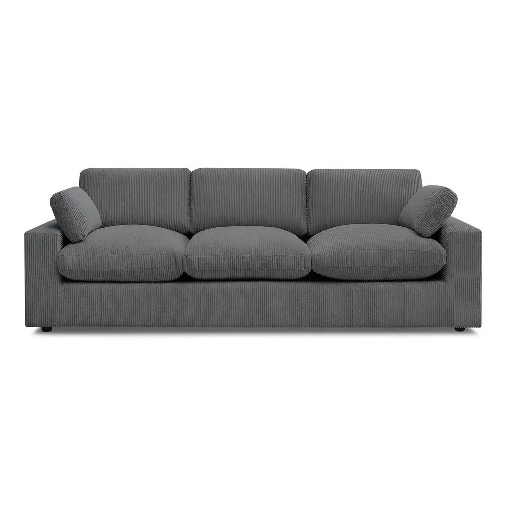 Canapea gri închis cu tapițerie din catifea reiată 250 cm Belair – Bobochic Paris