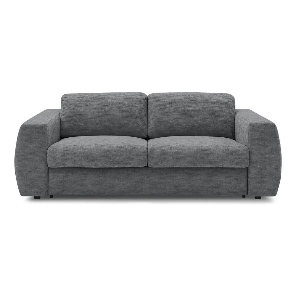 Canapea gri închis pentru dormitul zilnic/extensibilă cu tapițerie din chenille 240 cm Hugo – Bobochic Paris