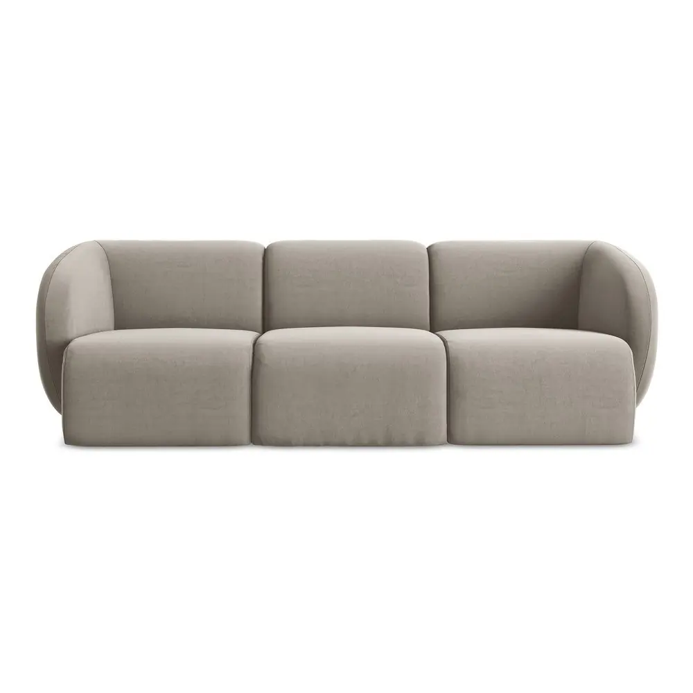 Canapea maro deschis cu tapițerie din catifea 244 cm Lani – Makamii