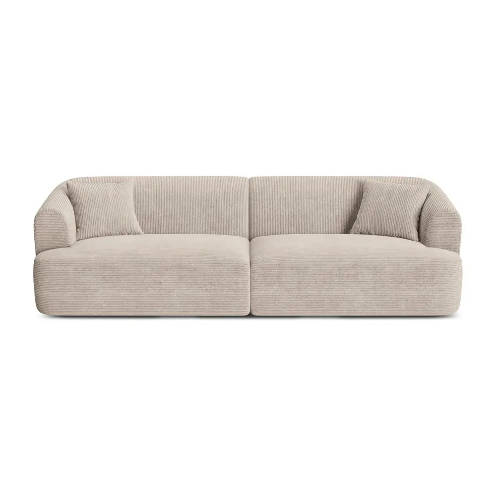 Canapea maro deschis cu tapițerie din catifea reiată 255 cm Campi – Cosmopolitan Design