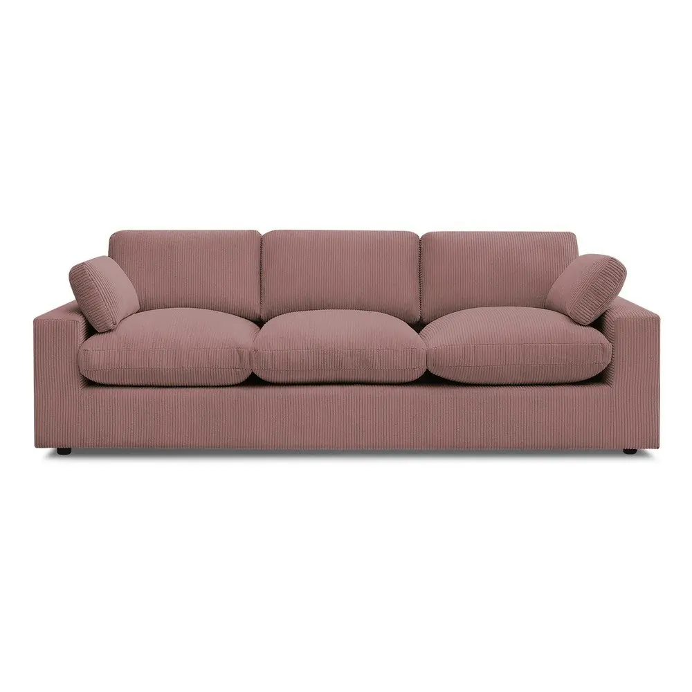 Canapea roz cu tapițerie din catifea reiată 250 cm Belair – Bobochic Paris