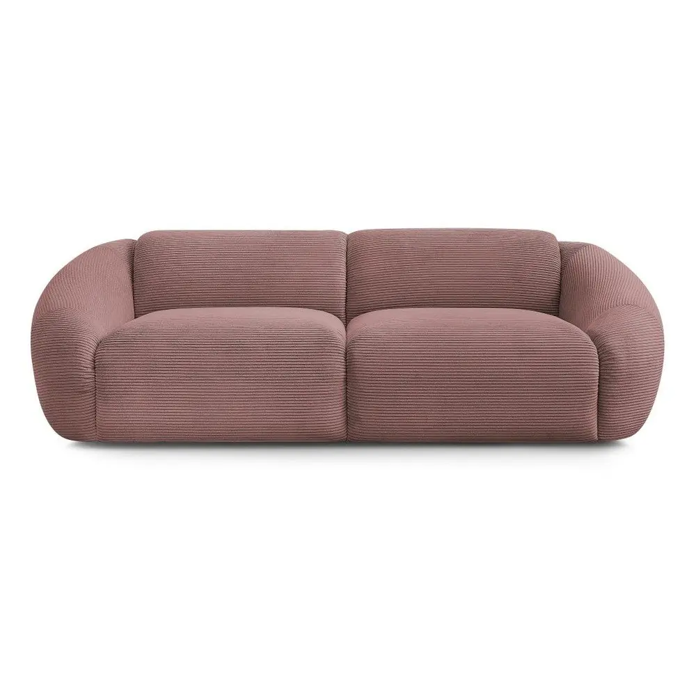 Canapea roz cu tapițerie din catifea reiată 250 cm Tina – Bobochic Paris