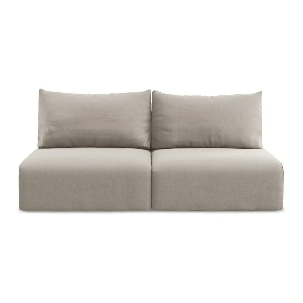 Canapea taupe extensibilă/cu spațiu de depozitare cu tapițerie din catifea 216 cm Kalena – Makamii