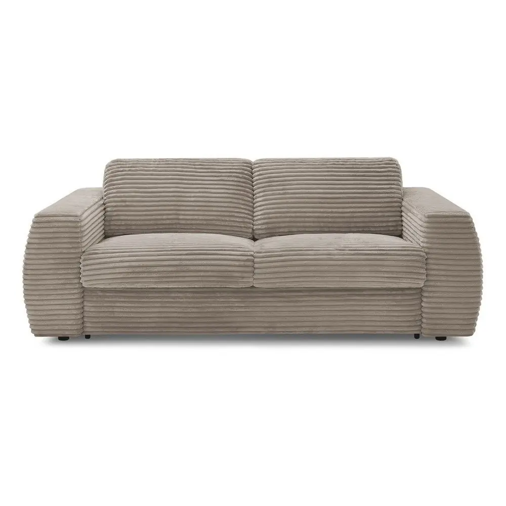 Canapea taupe pentru dormitul zilnic/extensibilă cu tapițerie din catifea reiată 220 cm Hugo – Bobochic Paris