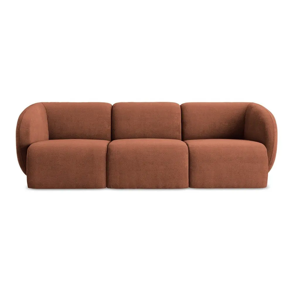 Canapea teracotă cu tapițerie din chenille 244 cm Lani – Makamii