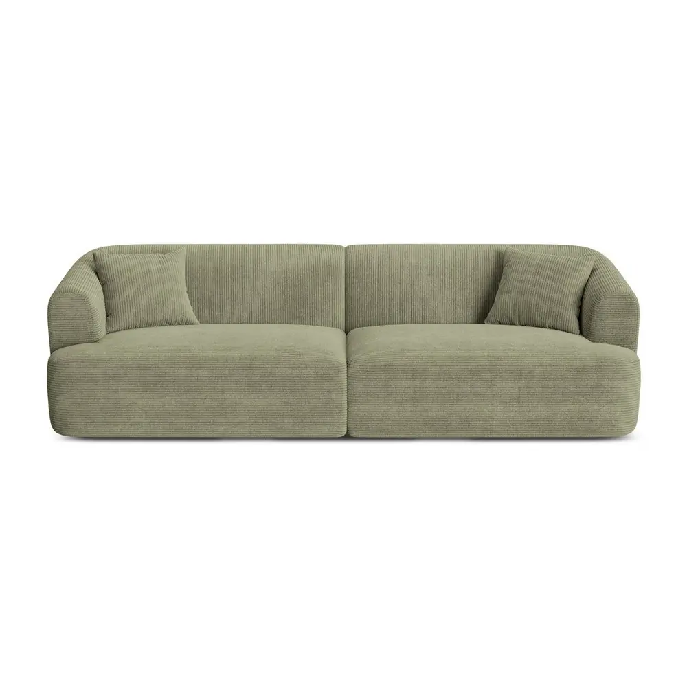 Canapea verde cu tapițerie din catifea reiată 255 cm Campi – Cosmopolitan Design