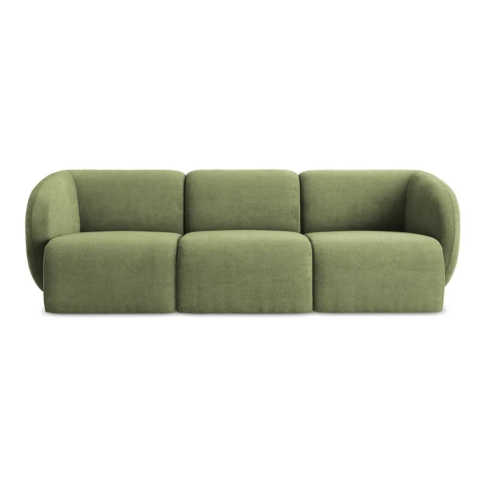 Canapea verde cu tapițerie din chenille 244 cm Lani – Makamii