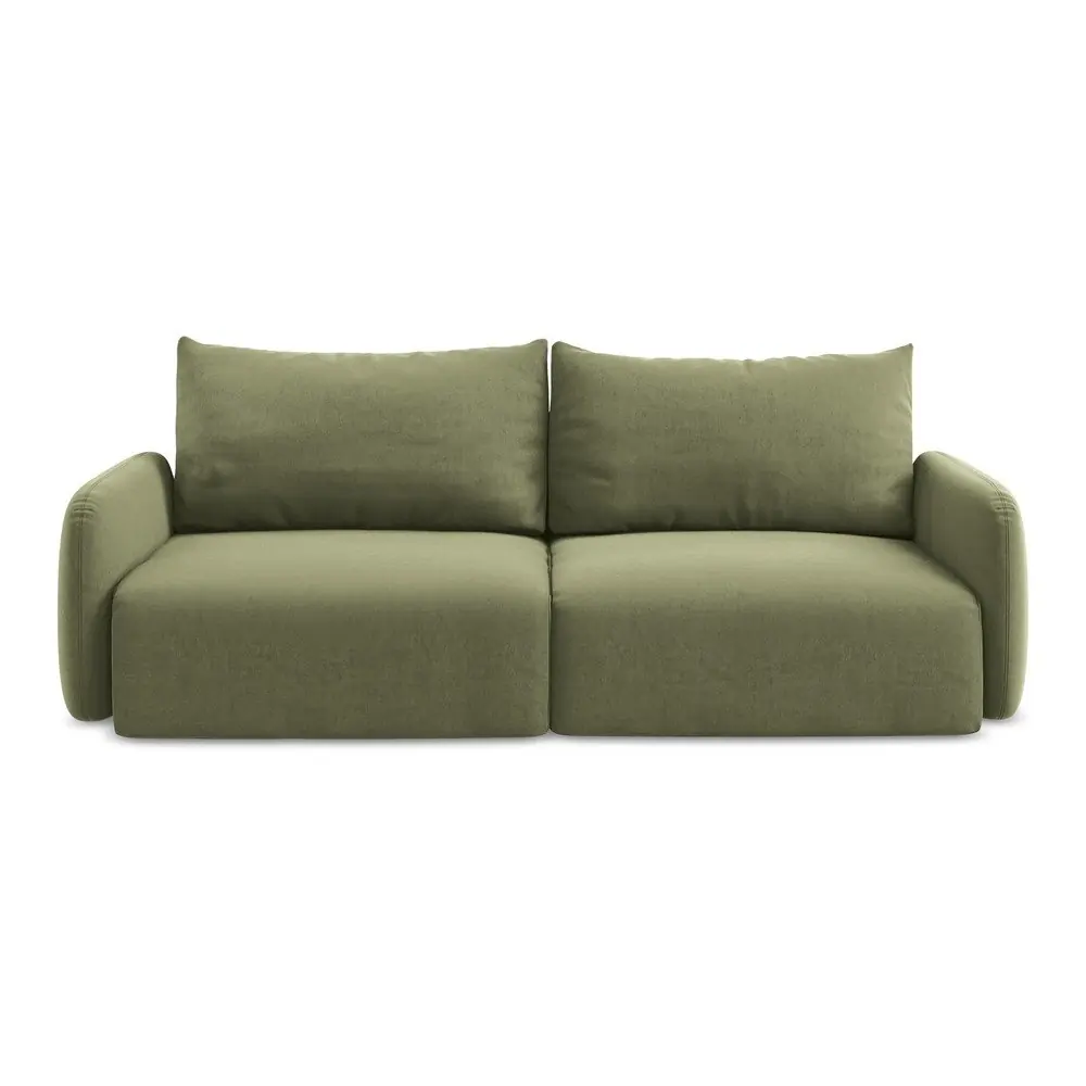 Canapea verde extensibilă/cu spațiu de depozitare cu tapițerie din catifea 238 cm Kalena – Makamii