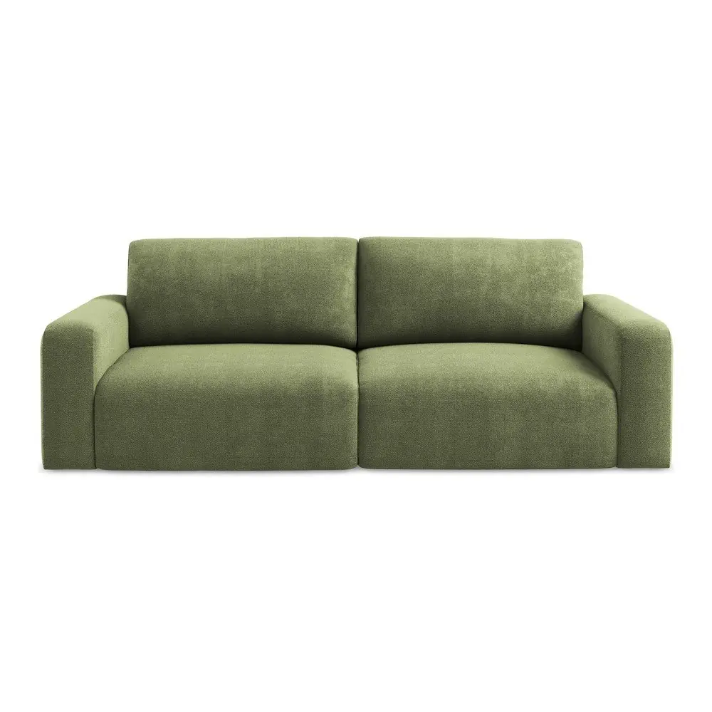 Canapea verde extensibilă/cu spațiu de depozitare cu tapițerie din chenille 252 cm Kona – Makamii