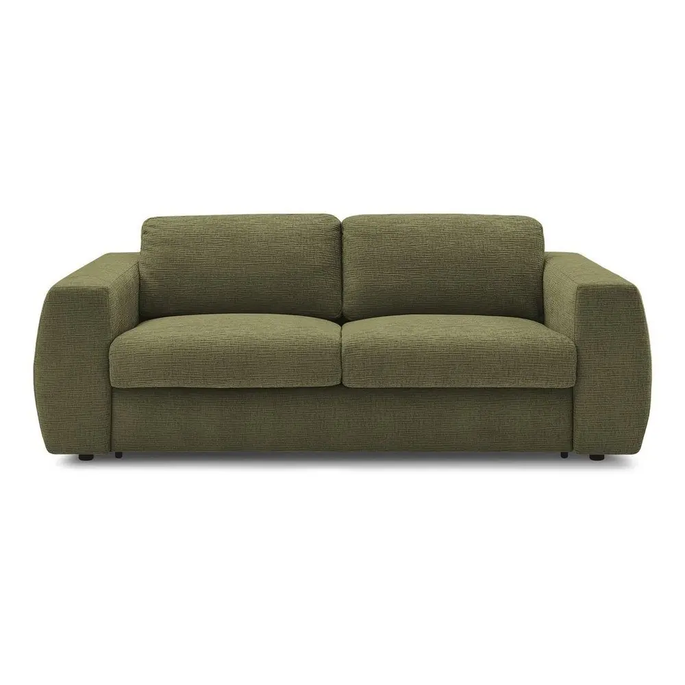 Canapea verde pentru dormitul zilnic/extensibilă cu tapițerie din chenille 220 cm Hugo – Bobochic Paris