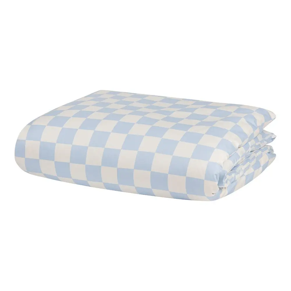 Husă de pilotă albastru-deschis/crem din bumbac satinat pentru pat de o persoană 140x200 cm Plu – noo.ma