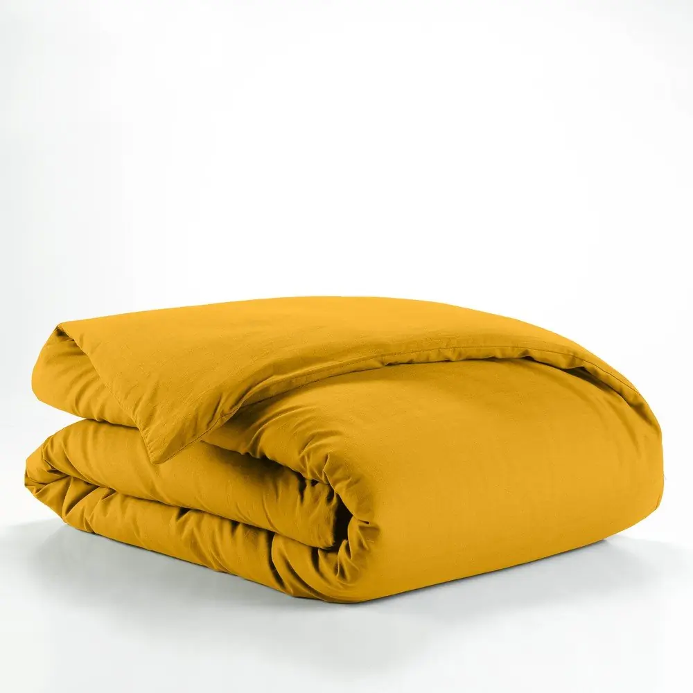 Husă de pilotă galbenă din bumbac pentru pat de o persoană 140x200 cm Lina – douceur d'intérieur