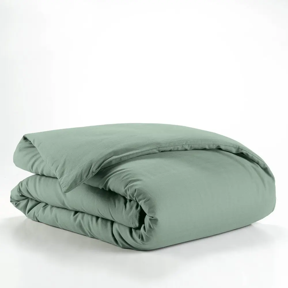 Husă de pilotă verde din bumbac pentru pat de o persoană 140x200 cm Lina – douceur d'intérieur