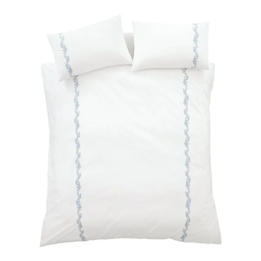 Lenjerie de pat albă din bumbac percal pentru pat de o persoană 135x200 cm Camille Embroidered Floral – Bianca