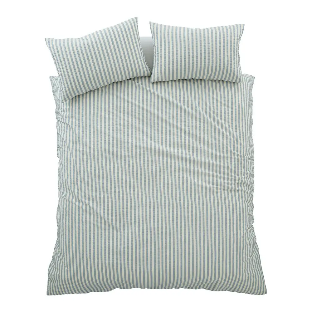 Lenjerie de pat albastră pentru pat dublu cu 3 piese 200x200 cm Cotton Rich Woven Stripe – Pineapple Elephant