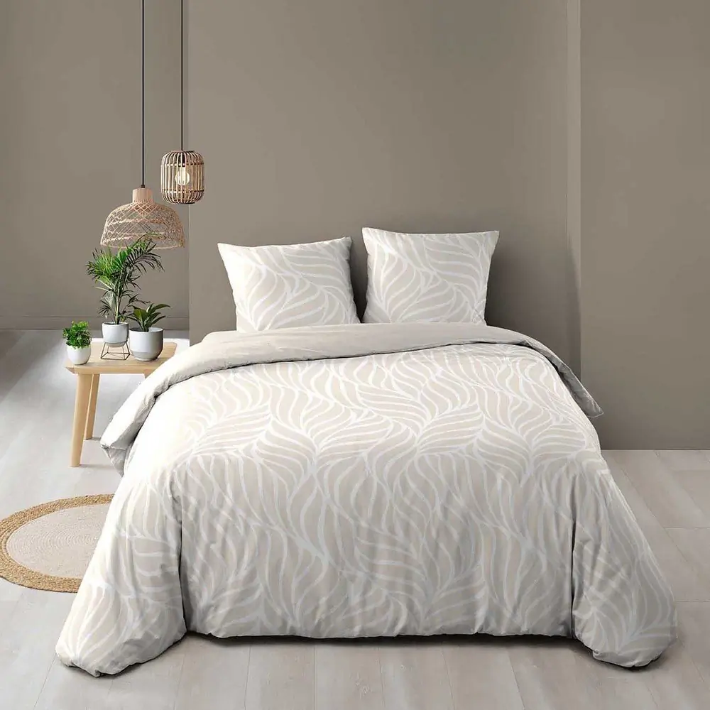 Lenjerie de pat bej din bumbac pentru pat dublu/extinsă cu 3 piese 240x220 cm Morgane – douceur d'intérieur