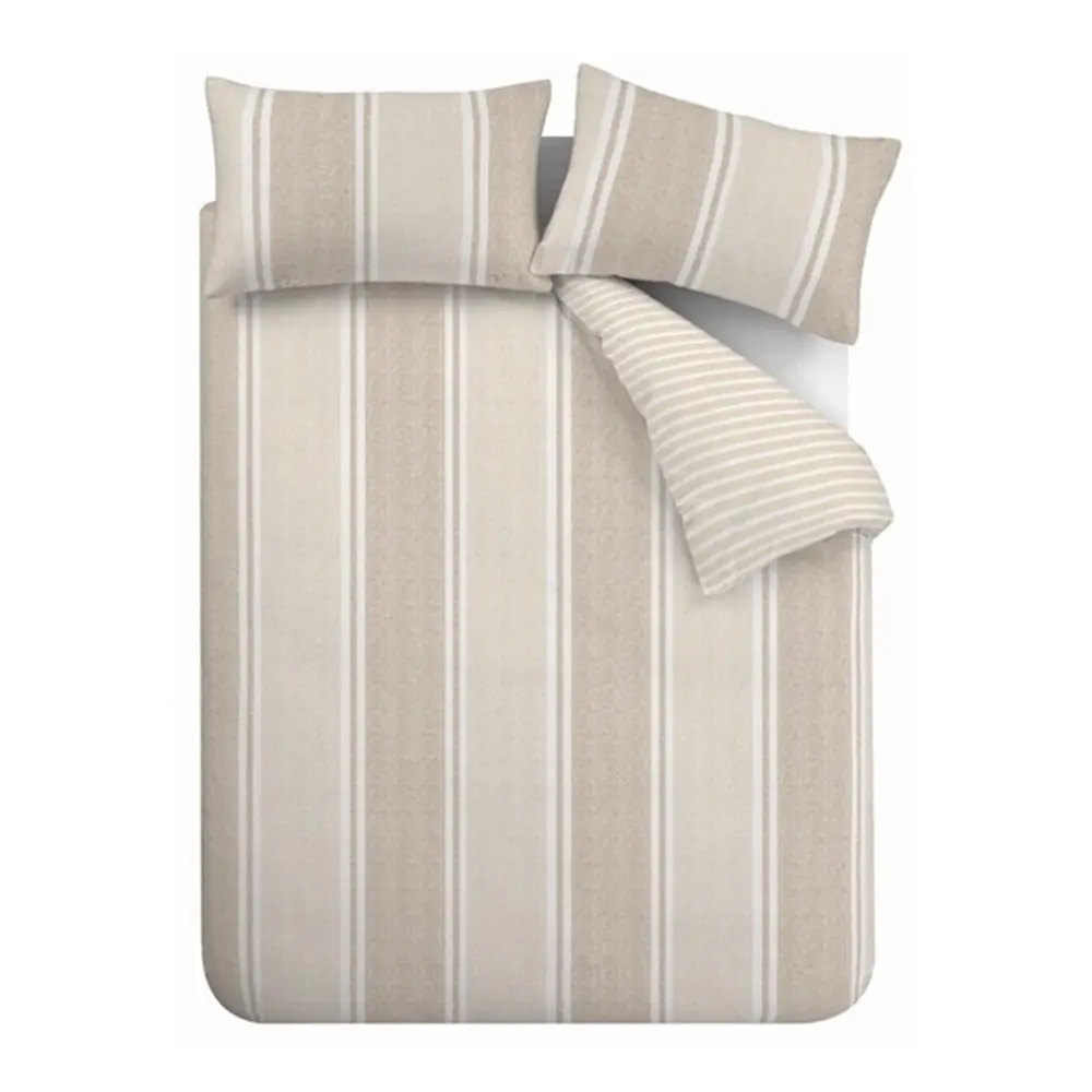 Lenjerie de pat bej pentru pat dublu cu 3 piese 200x200 cm Banded Stripe – Catherine Lansfield