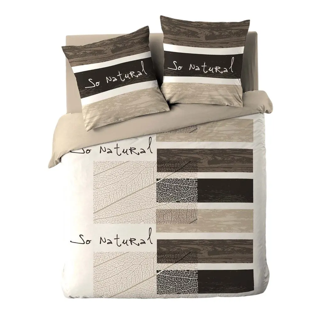 Lenjerie de pat maro din bumbac pentru pat dublu/extinsă cu 3 piese 240x220 cm So Natural – douceur d'intérieur