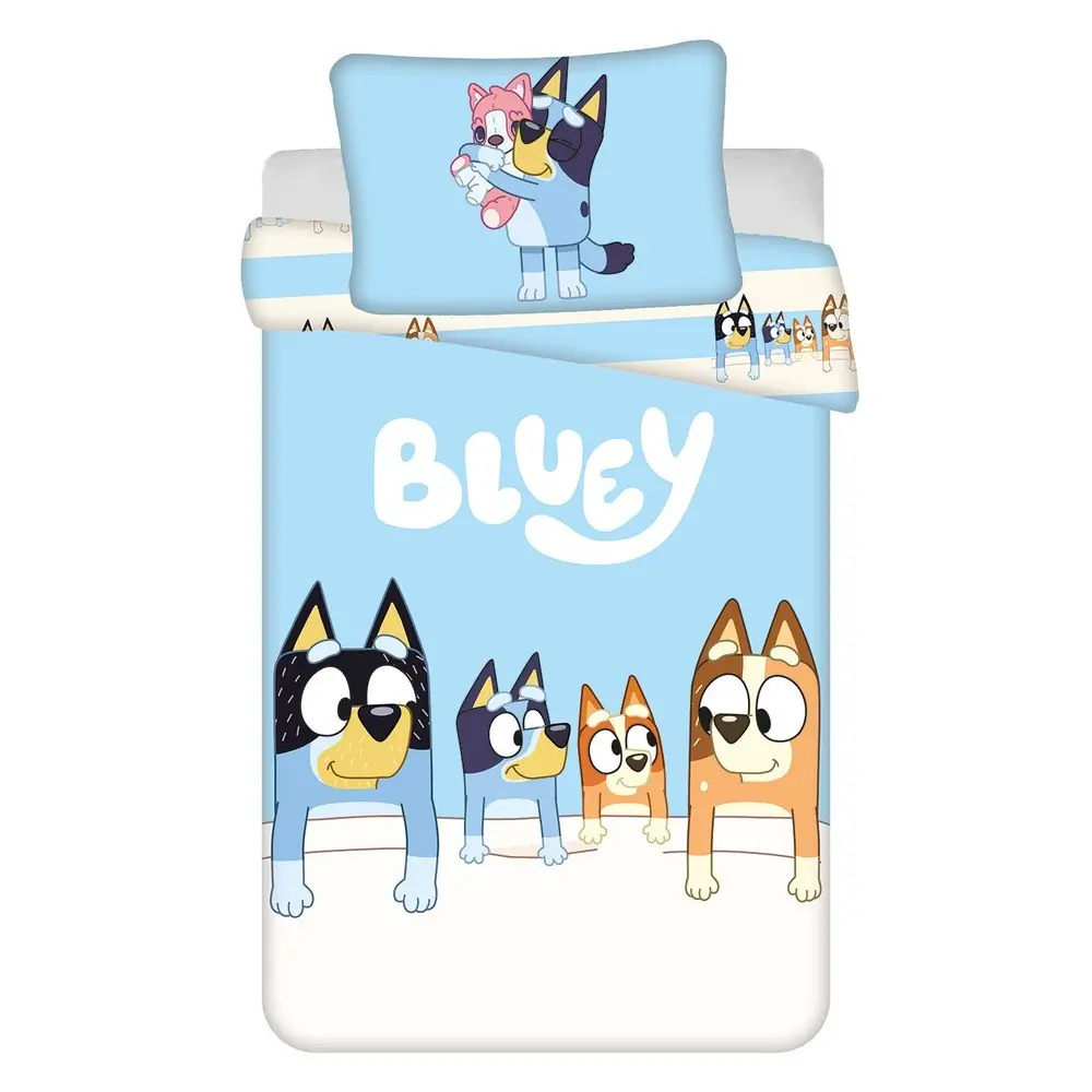Lenjerie de pat pentru copii albastră din bumbac pentru pătuț 100x135 cm Bluey – Jerry Fabrics