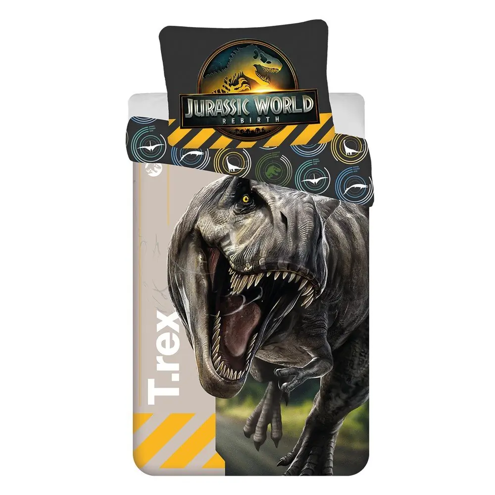 Lenjerie de pat pentru copii din bumbac pentru pat de o persoană 140x200 cm Jurassic World 