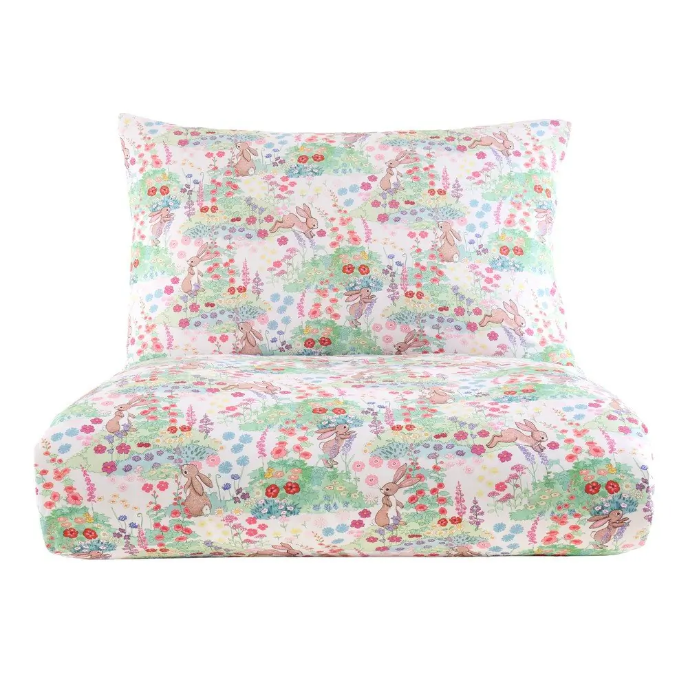 Lenjerie de pat pentru copii din bumbac pentru pat dublu cu 3 piese 200x200 cm Meadow Bunnies – Belle & Boo