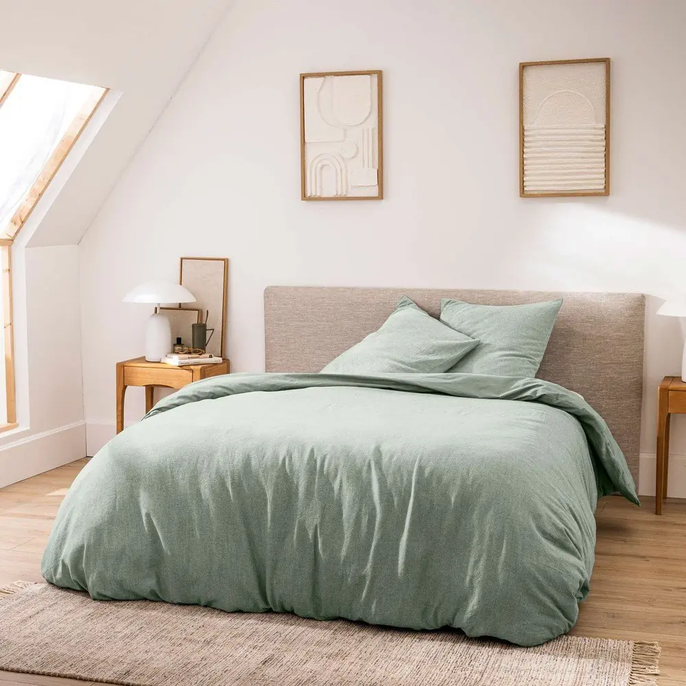 Lenjerie de pat verde din bumbac pentru pat dublu/extinsă cu 3 piese 240x220 cm Meline – douceur d'intérieur