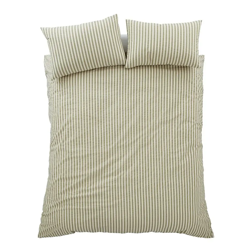 Lenjerie de pat verde pentru pat de o persoană 135x200 cm Cotton Rich Woven Stripe – Pineapple Elephant