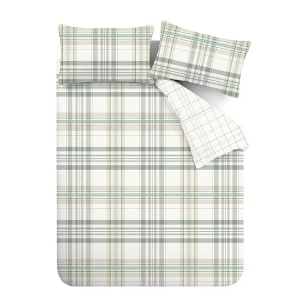 Lenjerie de pat verde pentru pat dublu/extinsă cu 3 piese 230x220 cm Cartmel Check – Catherine Lansfield