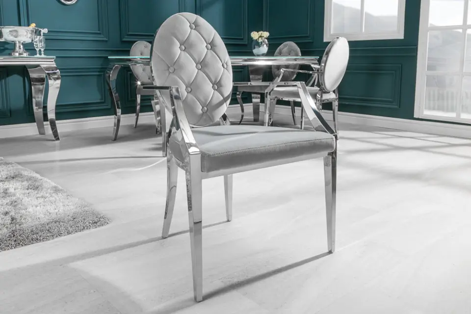 SCAG204 - Scaun tapitat cu picioare din metal, living, dining - Argintiu sau Negru