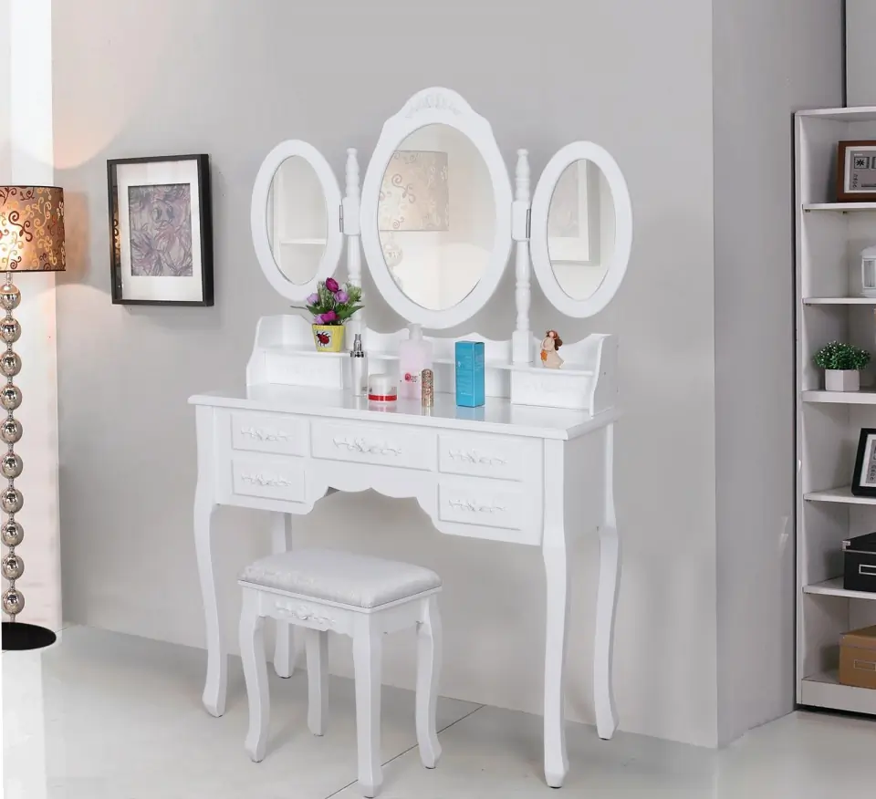 SEA113 - Set Masa alba toaleta cosmetica machiaj oglinda masuta