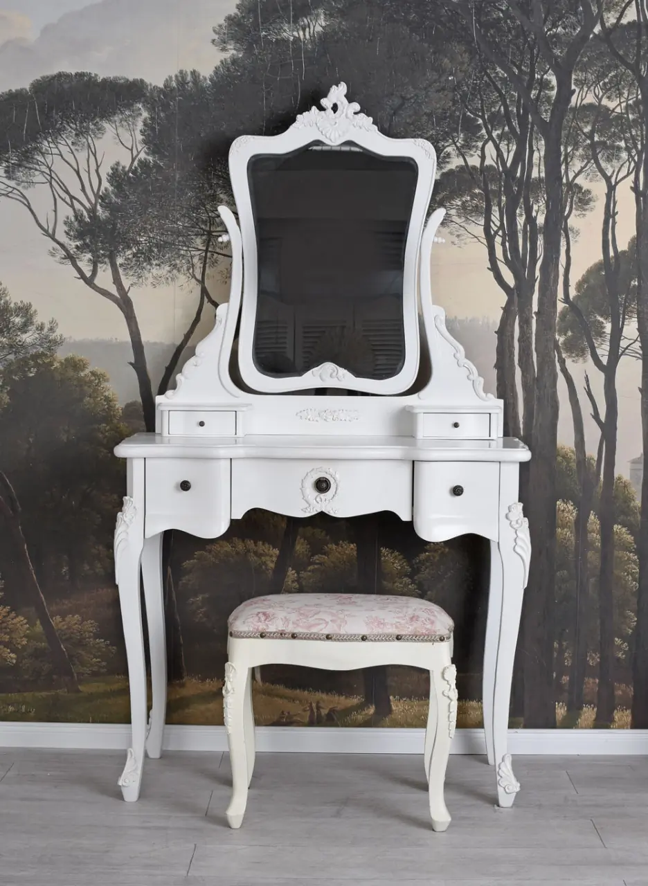 SEA51 - Set Masa Ivory, 87 cm, toaleta cosmetica machiaj oglinda masuta