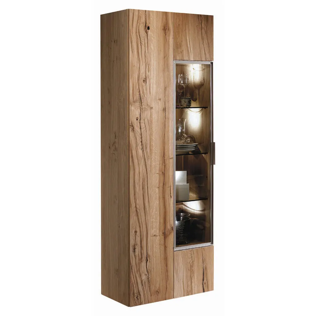 Vitrină, furniruit, placă din lemn masiv stratificat (panou), lemn recuperat, stejar culoare lemn stejar