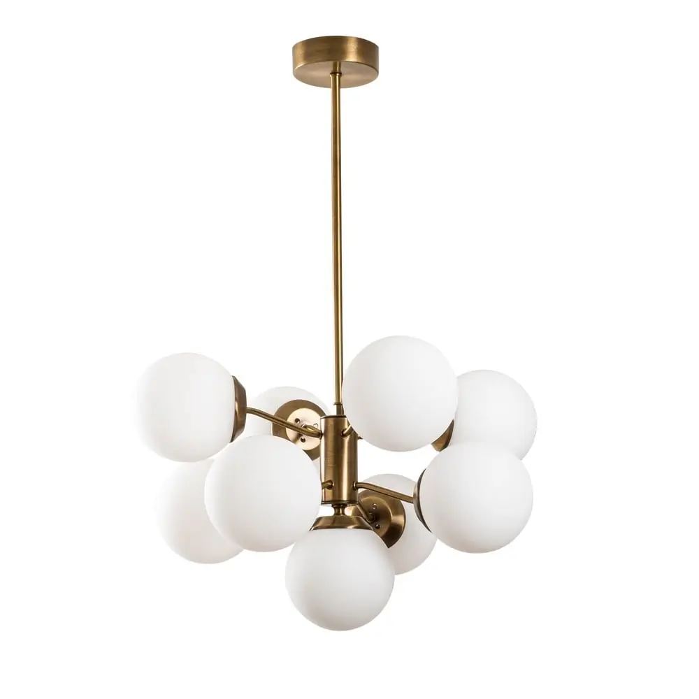 Lustră albă/alămie cu abajur din sticlă ø 70 cm Mudoni – Opviq lights