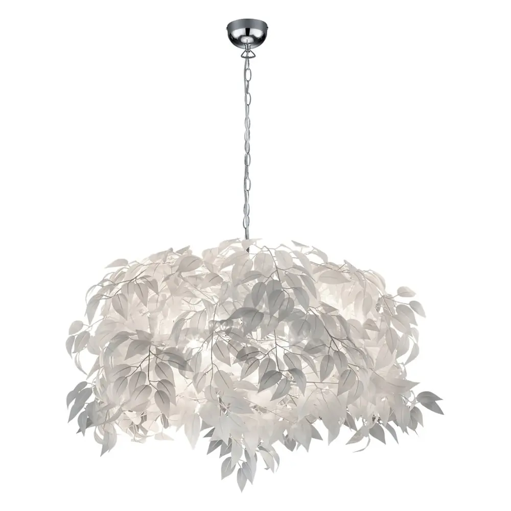 Lustră cu abajur din frunze Reality Pendant Leavy, înălțime 150 cm, alb