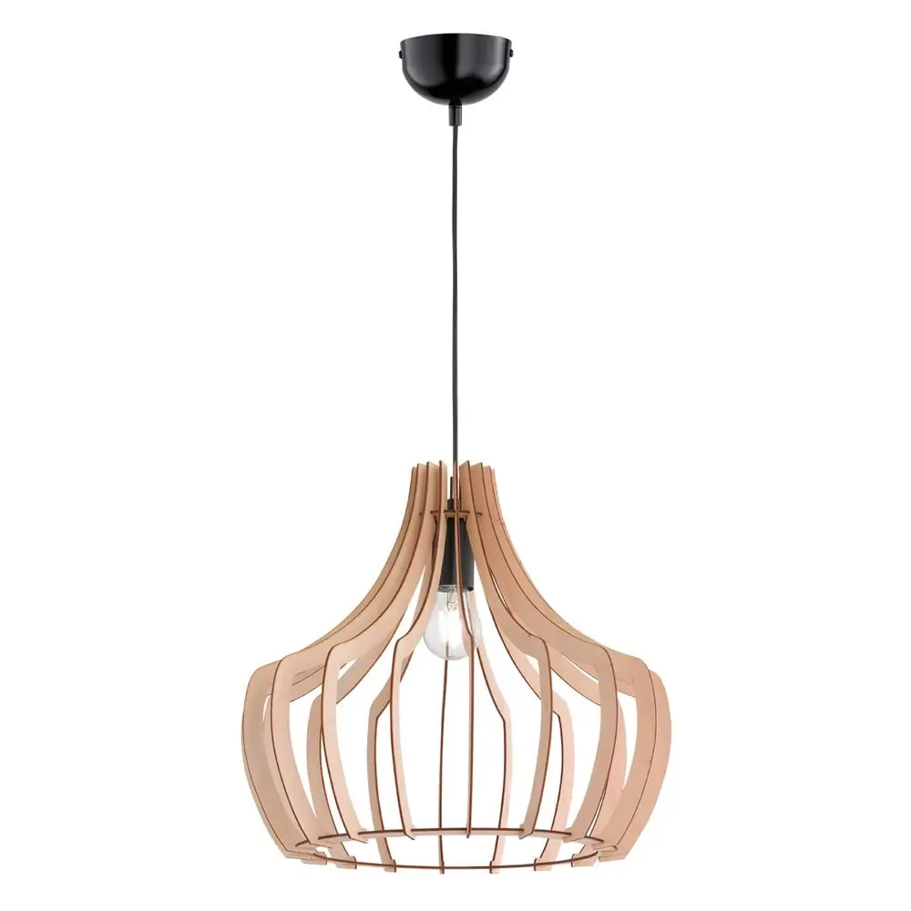 Lustră cu abajur din lemn Reality Wood, înălțime 150 cm, natural