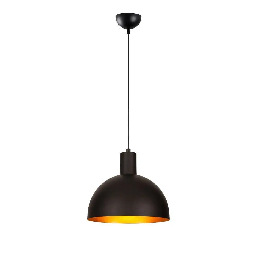 Lustră neagră/aurie cu abajur din metal ø 30 cm Bakh – Opviq lights