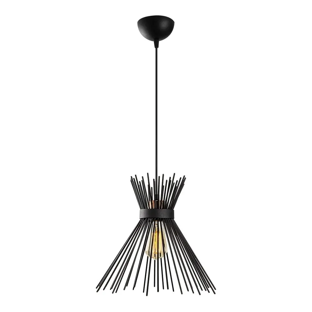 Lustră neagră cu abajur din metal ø 34 cm Kirpi – Opviq lights