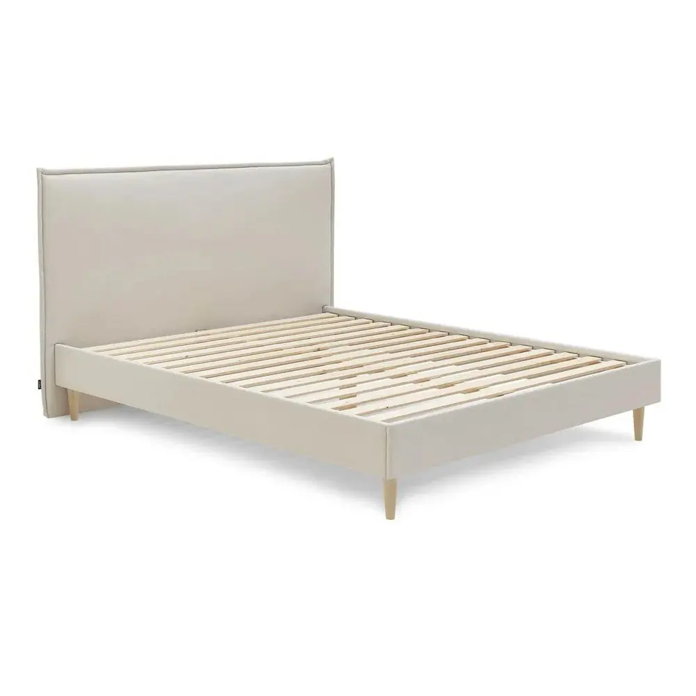 Pat matrimonial 180x200 cm bej tapițat cu somieră Sary – Bobochic Paris