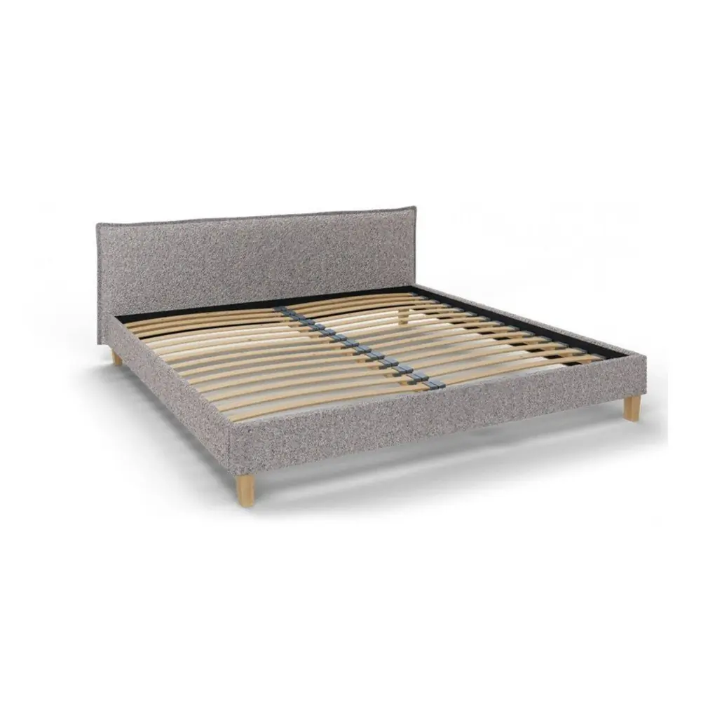 Pat matrimonial gri cu tăblie și somieră 200x200 cm Tina – Ropez