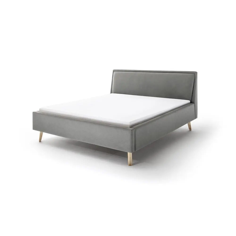 Pat matrimonial gri deschis tapițat cu spațiu de depozitare cu somieră 180x200 cm Frieda – Meise Möbel