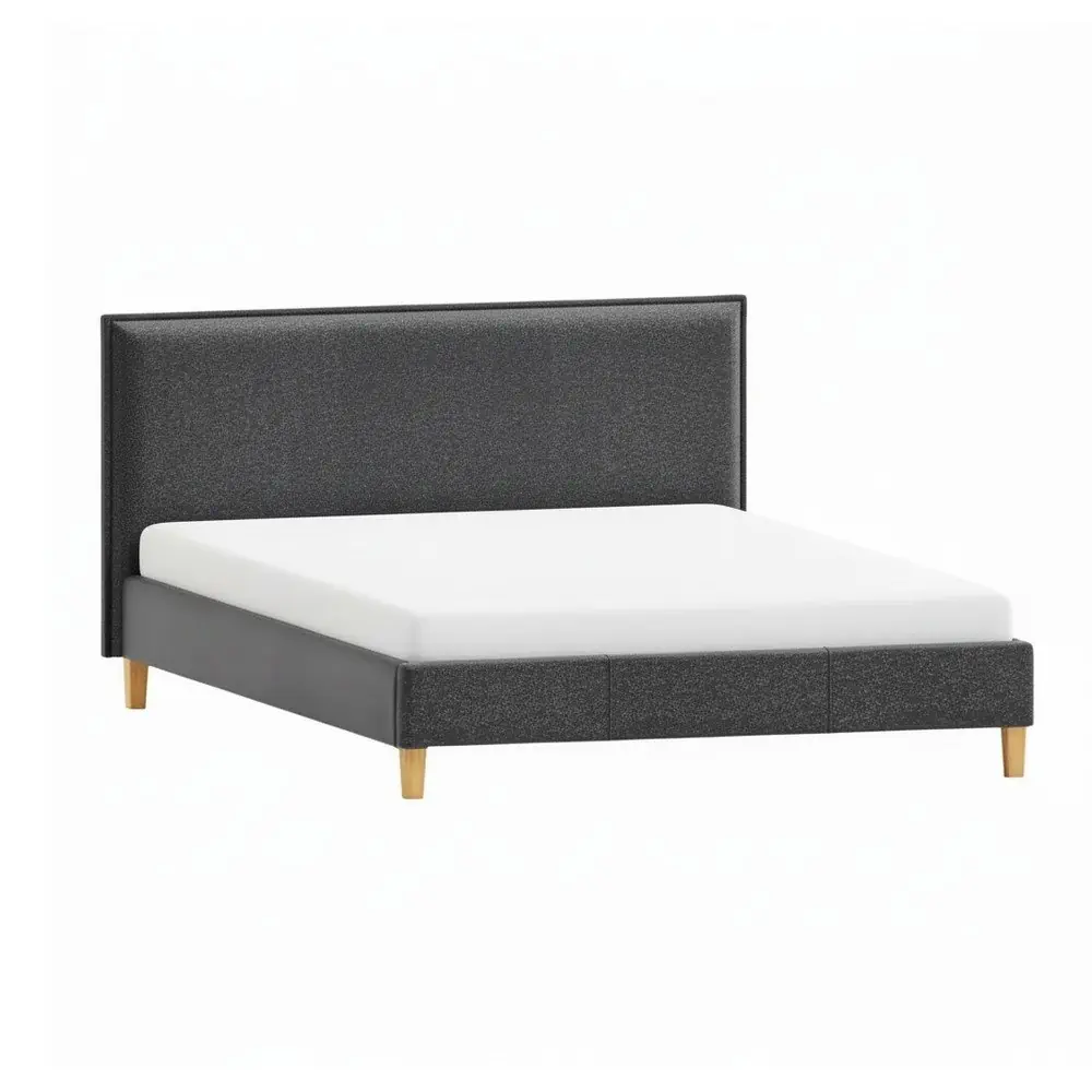 Pat matrimonial gri închis tapițat cu somieră 200x200 cm Tina – Ropez